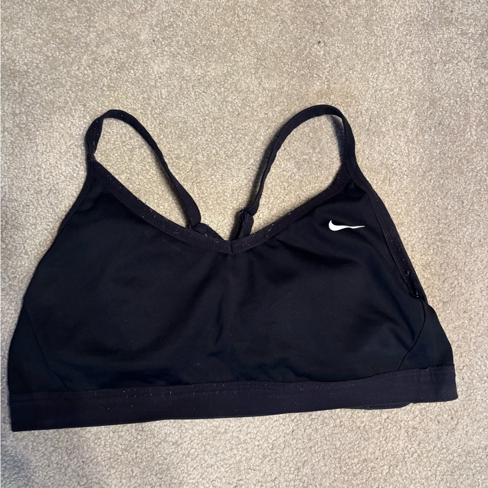 Nike Women's Black Sports Bra with White Logo